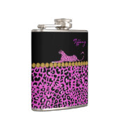 Chic Pink Jaguar Print Custom Flask Heupfles (Rechts)