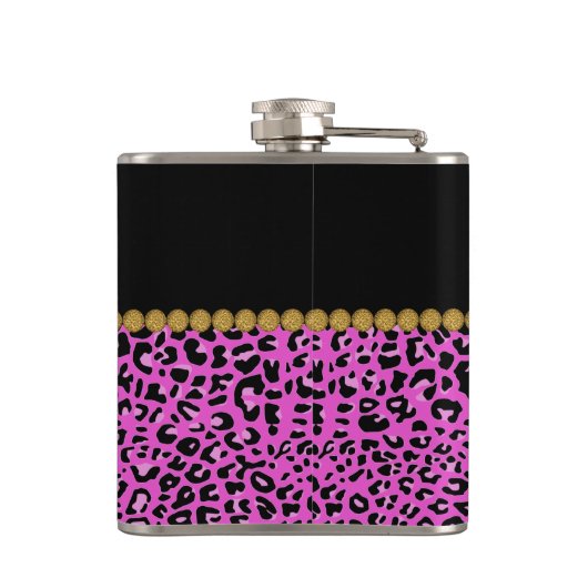 Chic Pink Jaguar Print Custom Flask Heupfles (Achterkant)