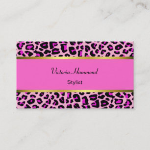 Chic Pink Jaguar Print Visitekaartje