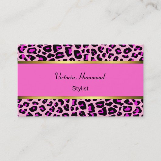 Chic Pink Jaguar Print Visitekaartje (Voorkant)