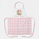 Chic Pink Kitchen Utensils Bow Elegance Gingham Schort (Voorkant)