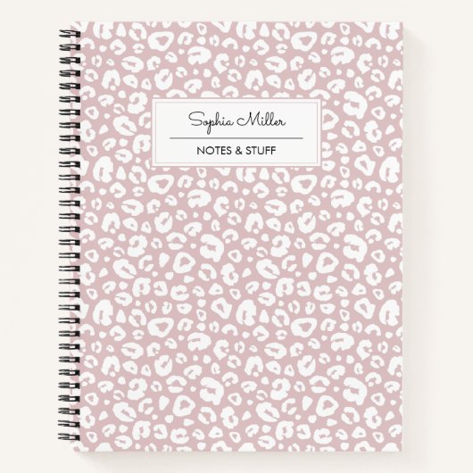 Chic Pink Leopard Skin Pattern Monogram Notitieboek (Voorkant)