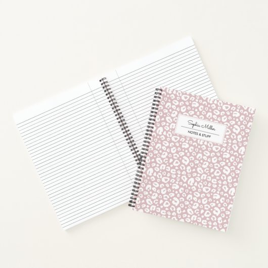 Chic Pink Leopard Skin Pattern Monogram Notitieboek (Binnen)