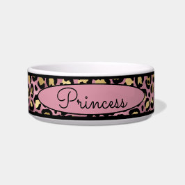 Chic Pink Leopard Skin Pattern Pet Voerbakje