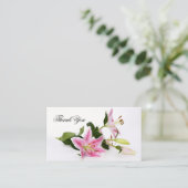 Chic Pink Lilies Floral Dank u Visitekaartje (Staand voorkant)