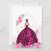 Chic Pink Magenta Floral Geometric Quinceañera Kaart (Achterkant)