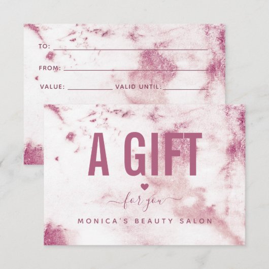 Chic Pink Marble Elegant Glam Beauty Salon Modern (Voorkant / Achterkant)