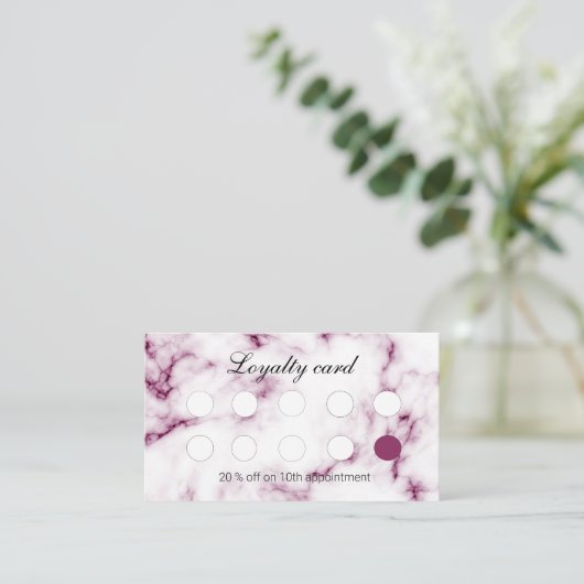 Chic Pink Marble Nail Salon Loyalty Card Aangepast (Staand voorkant)