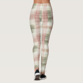 Chic Pink Mint Cream Plaid Stripes  Leggings (Achterkant)