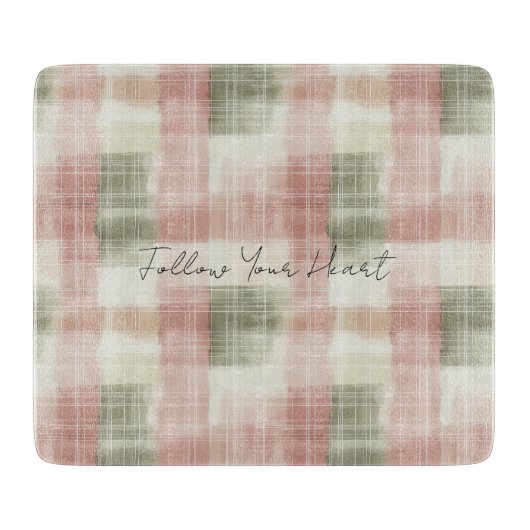 Chic Pink Mint Cream Plaid Stripes   Snijplank (Voorkant)