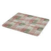 Chic Pink Mint Cream Plaid Stripes   Snijplank (Hoek)