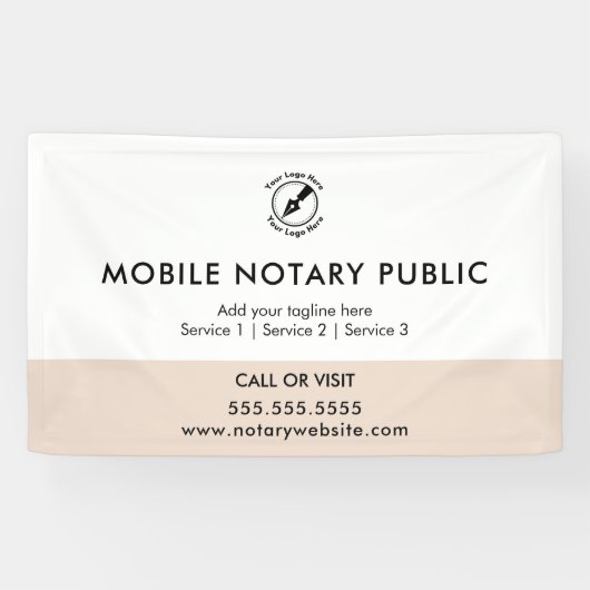 Chic Pink Mobiele Notaris Publieke Logo Website Ev Spandoek (Horizontaal)