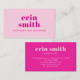 Chic Pink Modern Haarstylist Visitekaartje