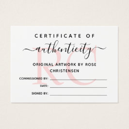 Chic Pink Monogram Certificaat van echtheid Visitekaartje