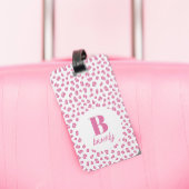 Chic Pink Monogram Naam Initiaal Bagagelabel