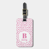Chic Pink Monogram Naam Initiaal Bagagelabel (Voorkant verticaal)