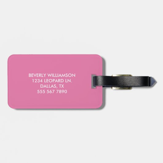 Chic Pink Monogram Naam Initiaal Bagagelabel (Achterkant horizontaal)