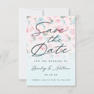 Chic Pink Ombre French Garden Floral Peony Wedding Save The Date