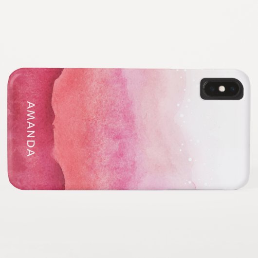 Chic Pink Ombre Waterverf Bubbles Monogram Case-Mate iPhone Case (Achterkant (horizontaal))