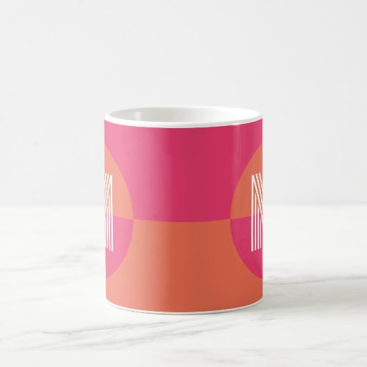 Chic Pink Orange Geometric Modern Monogram Koffiemok (Center)