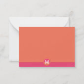 Chic Pink Orange Geometric Modern Monogram Notitiekaartje (Achterkant)
