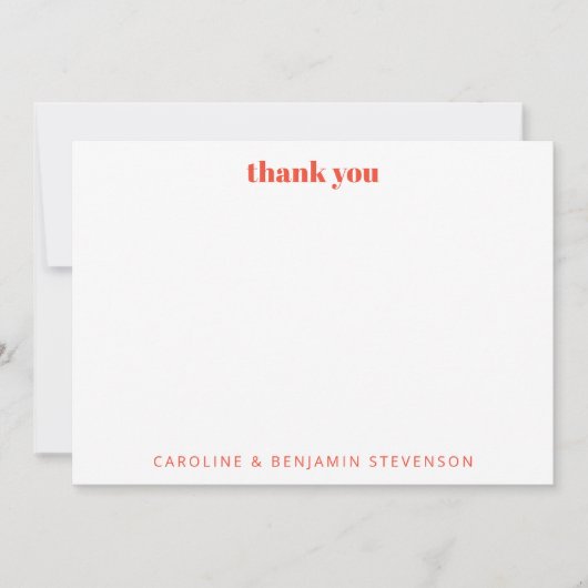 Chic Pink Oranje Checkerboard Aangepast Bedankkaart (Voorkant)