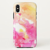 Chic Pink & Oranje Ombre Waterverf Monogram Case-Mate iPhone Case (Achterkant)