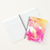 Chic Pink & Oranje Ombre Waterverf Monogram Notitieboek (Binnen)
