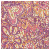 Chic Pink Oranje Paars Floral Paisley Pattern Stof (Close Up)