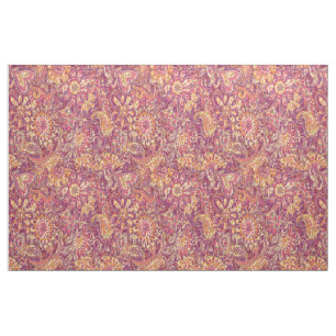 Chic Pink Oranje Paars Floral Paisley Pattern Stof