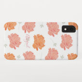 Chic Pink & Oranje Ponies Patroonogram Case-Mate iPhone Case (Achterkant (horizontaal))