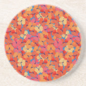 Chic Pink Oranje Yellow Poppies Sandstone Onderzet Zandsteen Onderzetter (Voorkant)