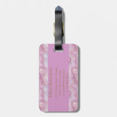 Chic Pink Paars Gold Agate Geode Monogram Bagagelabel (Achterkant verticaal)