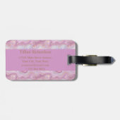 Chic Pink Paars Gold Agate Geode Monogram Bagagelabel (Achterkant horizontaal)