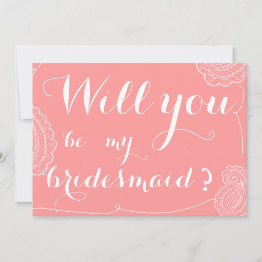 Chic Pink Paisley zal je mijn Bridesmaid zijn Kaart (Voorkant)