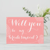 Chic Pink Paisley zal je mijn Bridesmaid zijn Kaart (Staand voorkant)