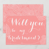 Chic Pink Paisley zal je mijn Bridesmaid zijn Kaart (Voorkant / Achterkant)