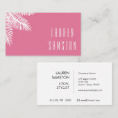 Chic Pink Palm Leaf Visitekaartje (Voorkant / Achterkant)