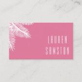 Chic Pink Palm Leaf Visitekaartje (Voorkant)