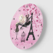 Chic Pink Paris Clock Grote Klok (Hoek)
