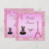 Chic Pink Paris Damask Corset Vrijgezellenfeest Kaart (Voorkant / Achterkant)