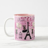 Chic Pink Paris Eiffel Tower Mode Tweekleurige Koffiemok (Links)