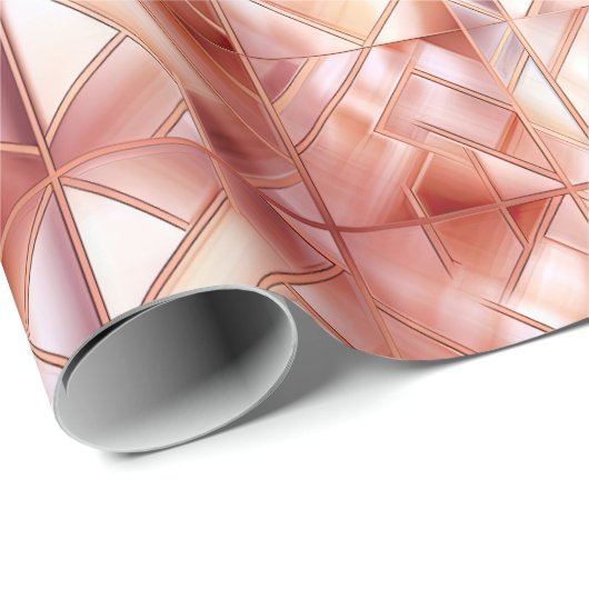 Chic Pink Pearl Roos Gold Abstract Cadeaupapier (Rol Hoek)