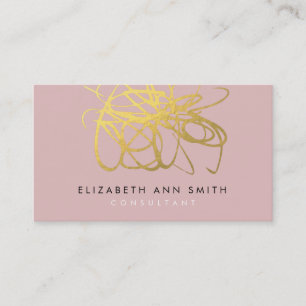 Chic Pink Peonies & Gold Effect Visitekaartje
