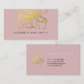 Chic Pink Peonies & Gold Effect Visitekaartje (Voorkant / Achterkant)