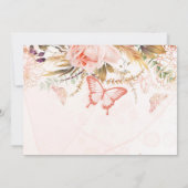 Chic Pink Peony Butterfly repesal Dinner Kaart (Achterkant)