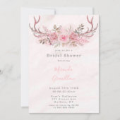 Chic Pink Peony Deer Antlers Vrijgezellenfeest Kaart (Voorkant)