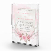 Chic Pink Peony Deer Antlers Weddenschap Uitnodigi Fotoblokken (Rechts)