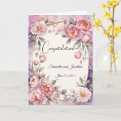 Chic Pink Peony Ovaal Lijst bruiloft Kaart (Gele Bloem)