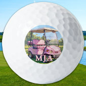 Chic Pink Personalized Golf Cart Custom Monogram  Golfballen